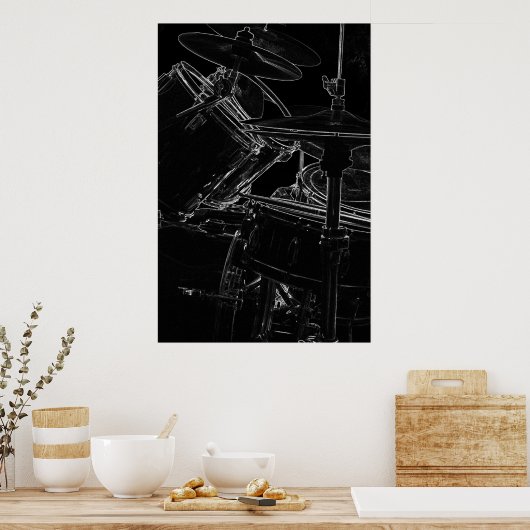 Poster B/W Drumset 2 (Keuken)
