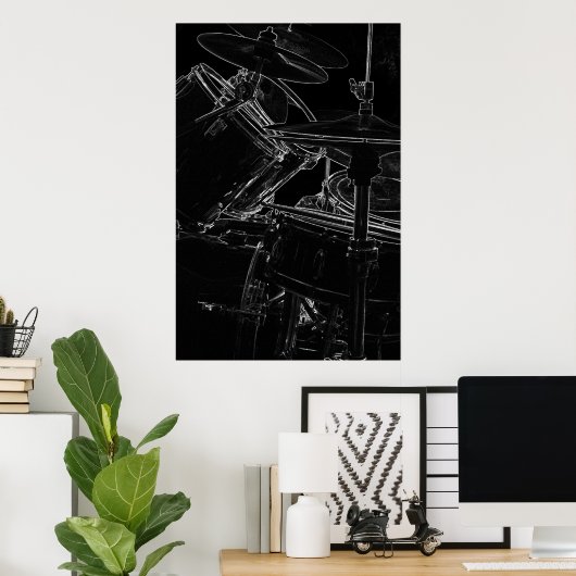 Poster B/W Drumset 2 (Thuiskantoor)