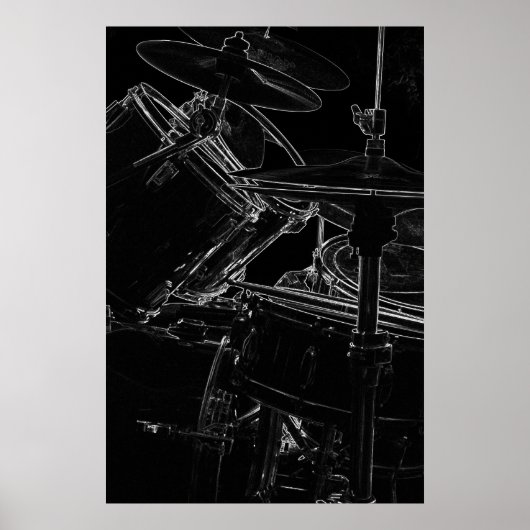 Poster B/W Drumset 2 (Voorkant)