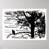 Poster - B&W Nevermore Raven Silhouette (Voorkant)