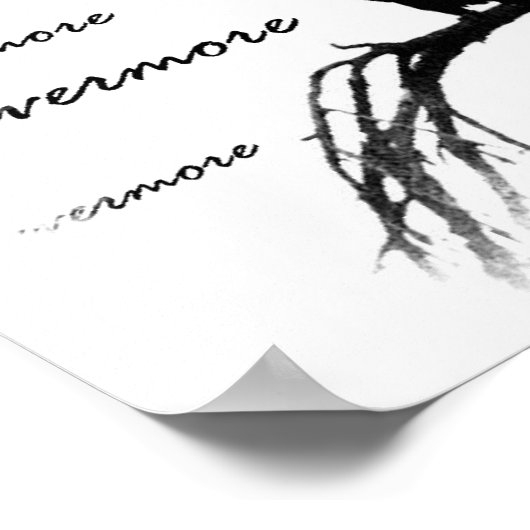 Poster - B&W Nevermore Raven Silhouette (Hoek)