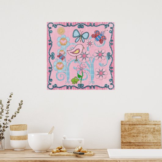 Poster Baby Kinder Roze Blauw (Keuken)
