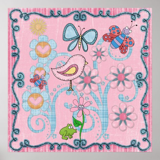 Poster Baby Kinder Roze Blauw (Voorkant)