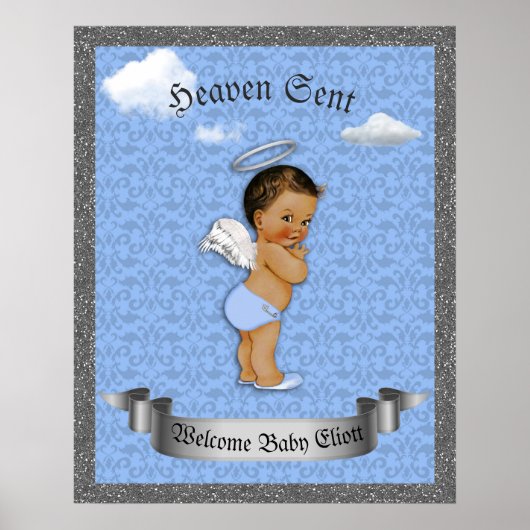 Poster Baby shower Boy, Prince boy, blauw, 16x20 (Voorkant)