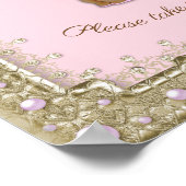 Poster Baby shower Meisje, prinses, roze, 8,5 x 11 (Hoek)