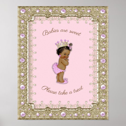 Poster Baby shower Meisje, prinses, roze, 8,5 x 11 (Voorkant)