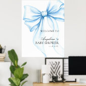 Poster baby shower met delicate strik. (Thuiskantoor)