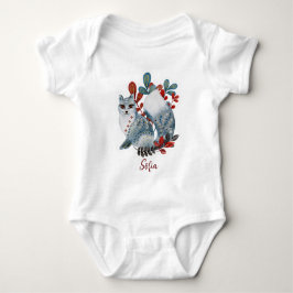 Poster baby shower rood en blauw met baby romper