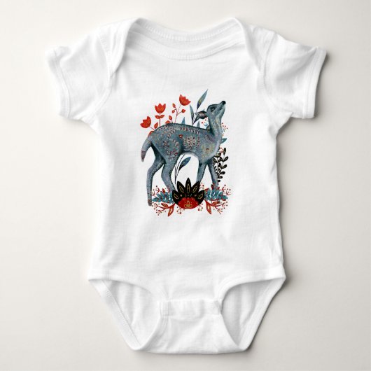 Poster baby shower rood en blauw met baby romper (Voorkant)