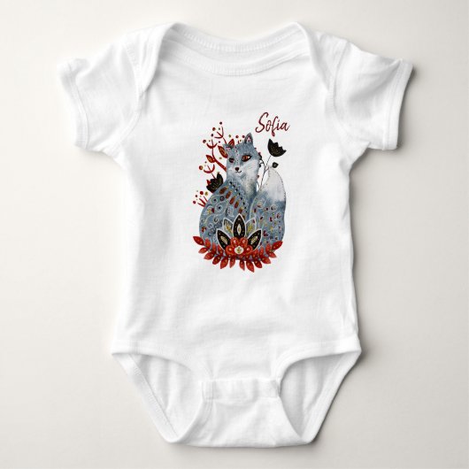 Poster baby shower rood en blauw met baby romper (Voorkant)