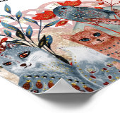 Poster baby shower rood en blauw met dieren (Hoek)