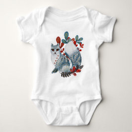 Poster babyfeestje rood en blauw met dieren baby romper