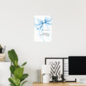 Poster Babyshower met delicate strik. (Thuiskantoor)