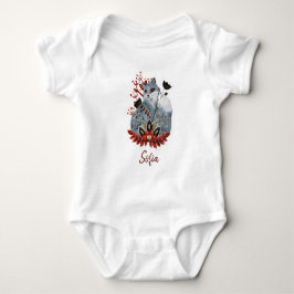 Poster babyshower rood en blauw met dieren romper