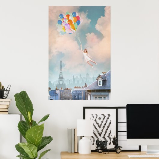 Poster ballonmeisje (Thuiskantoor)