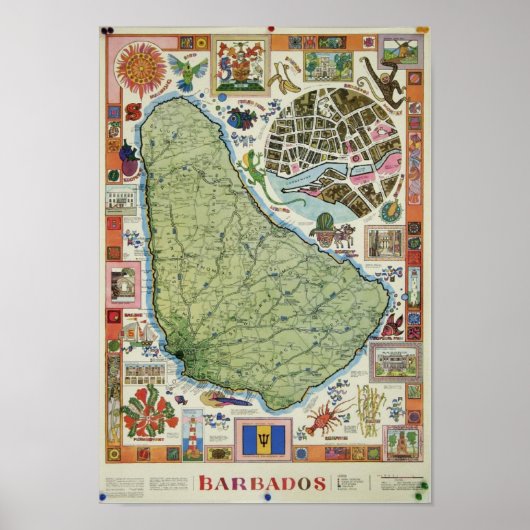 Poster Barbados Map (Voorkant)