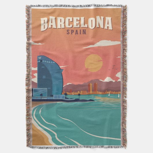  Poster Barcelona-strand Deken (Voorkant Verticaal)