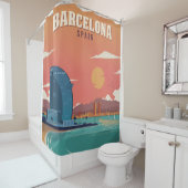 Poster Barcelona-strand Douchegordijn (In situ)