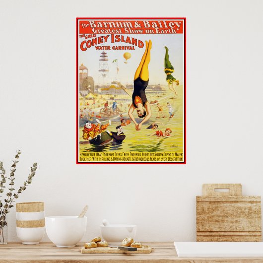 Poster Barnum & Bailey Circus Water Coney Island (Keuken)