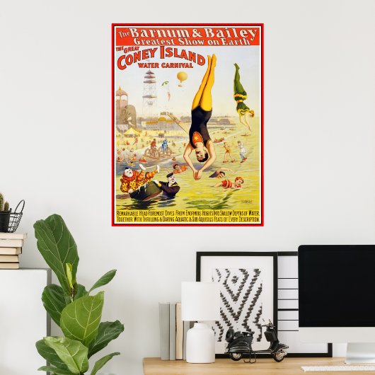Poster Barnum & Bailey Circus Water Coney Island (Thuiskantoor)