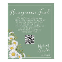 Poster Basil Green & White Daisies Honeymoon Fund