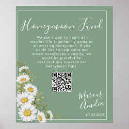 Poster Basil Green & White Daisies Honeymoon Fund