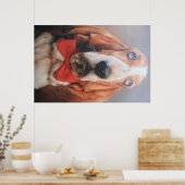 Poster Basset Hound Met Rode Das (Keuken)