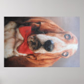 Poster Basset Hound Met Rode Das (Voorkant)