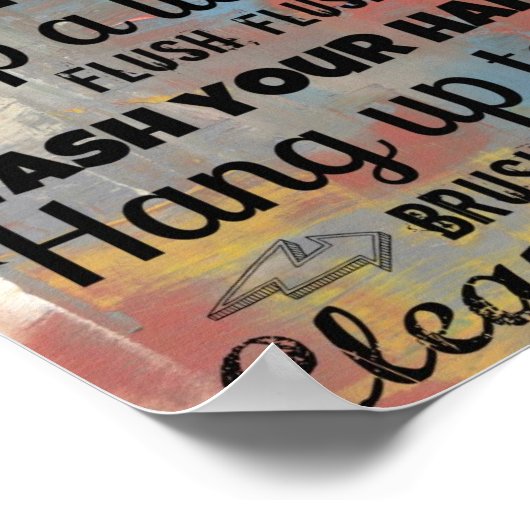 Poster Bathroom Rules | Hug Mam 8x10 (Hoek)