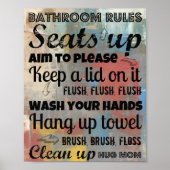 Poster Bathroom Rules | Hug Mam 8x10 (Voorkant)