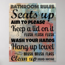 Poster Bathroom Rules | Hug Mam 8x10