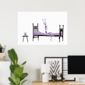 Poster - bedtijd X-Ray Skeleton Paars (Thuiskantoor)