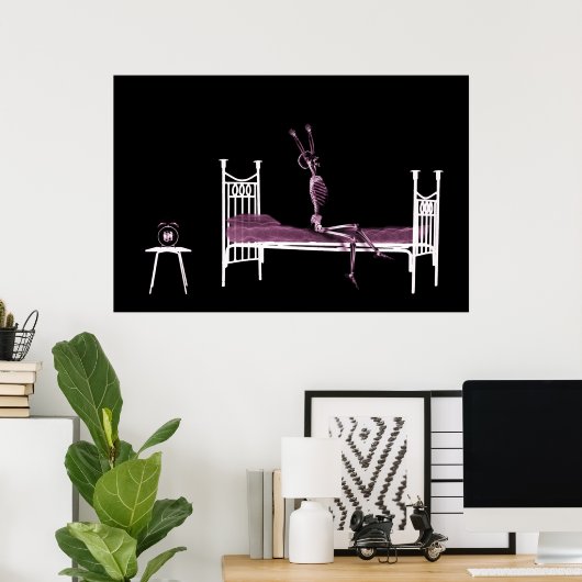 Poster - Bedtime X-Ray Skeleton zwart roze (Thuiskantoor)
