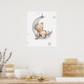 Poster - Beer slapend op de maansikkel (Keuken)