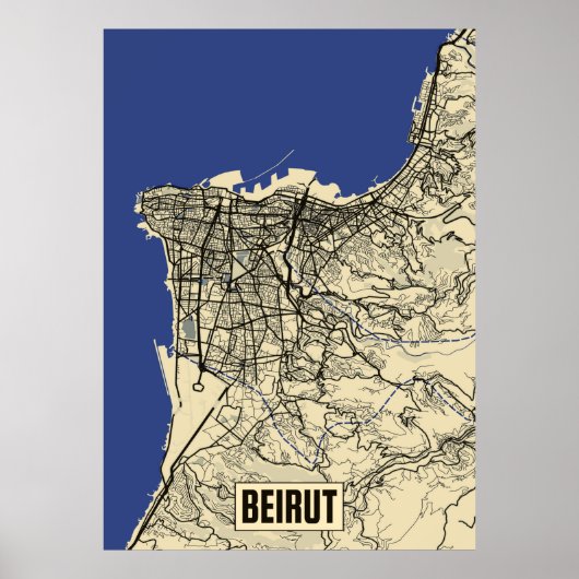 Poster Beiroet Map (Voorkant)