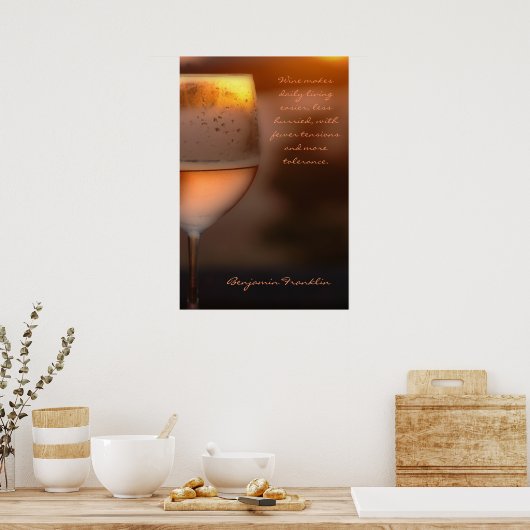 Poster: Benjamin Franklin Wine Quote Poster (Keuken)