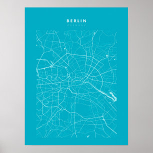 Poster Berlijn Light Blue City Map