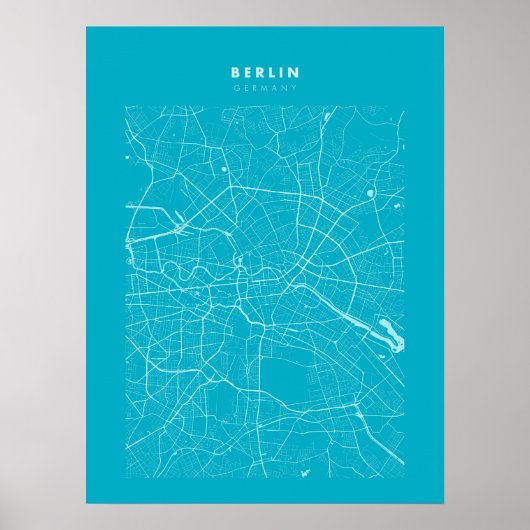 Poster Berlijn Light Blue City Map (Voorkant)