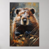 Poster | Bever | Olieverfstijl (Voorkant)
