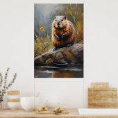 Poster | Bever | Olieverfstijl (Keuken)