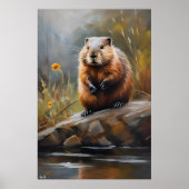 Poster | Bever | Olieverfstijl (Voorkant)