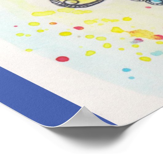 Poster Bijou kabyle aquarelle bleu (Hoek)