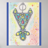 Poster Bijou kabyle aquarelle bleu (Voorkant)