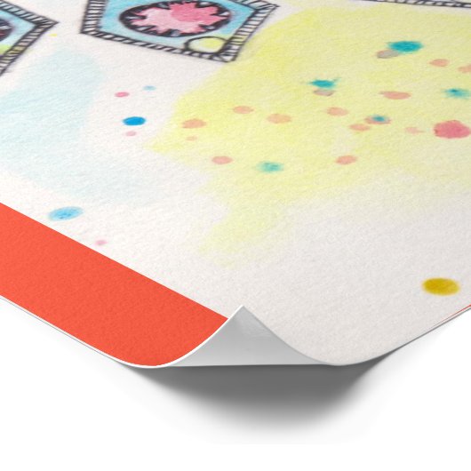 Poster Bijou kabyle aquarelle rouge (Hoek)