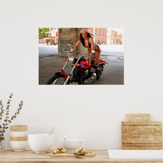 Poster Biker Babe (Keuken)