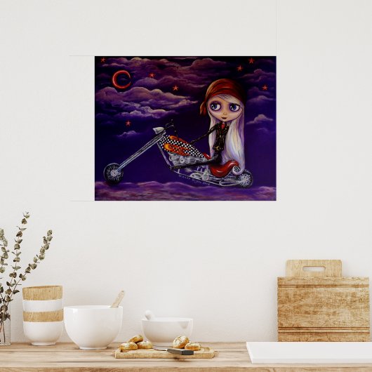 Poster Biker Babe (Keuken)
