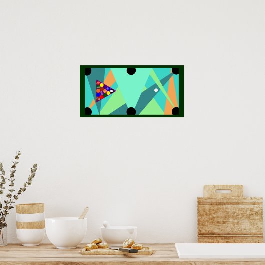 POSTER BILLIARDS Pool Tabel ABSTRACT, verpakt en k (Keuken)