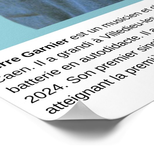 Poster Biography Pierre Garnier - Star Academy (Hoek)