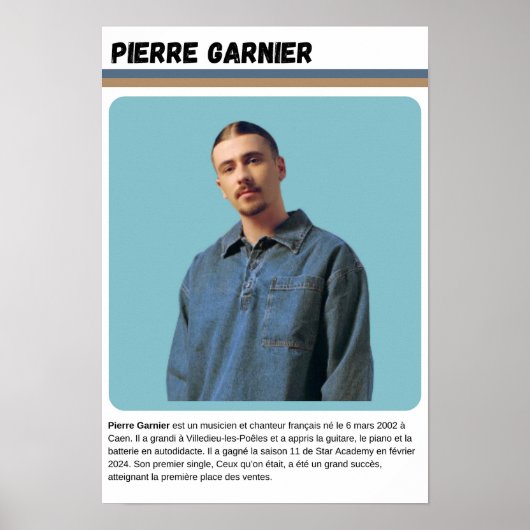 Poster Biography Pierre Garnier - Star Academy (Voorkant)