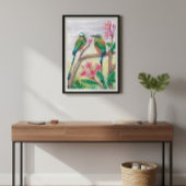 Poster Birds and rose flowers fine wall art Deco